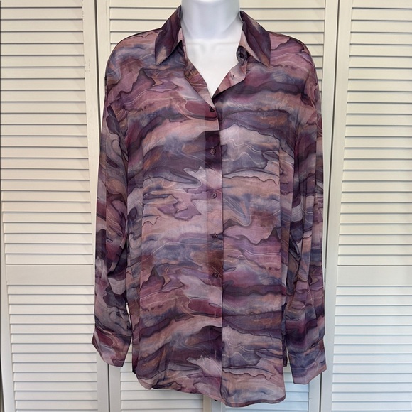Dynamite Purple and Pink Button Down Shirt - Picture 1 of 8